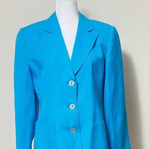 Giorgio Sant’ Angelo NEW Sky Blue Linen Rayon 3 Button Spring Blazer Jacket 10 - Picture 2 of 14